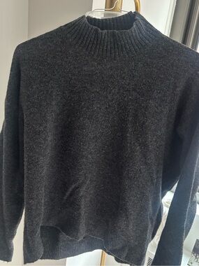 Uniqlo Charcoal Mock Neck Knit Sweater